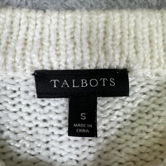 Talbots Cream, Purple, Yellow Fair Isle Mockneck Sweater Small - Picture 9 of 13